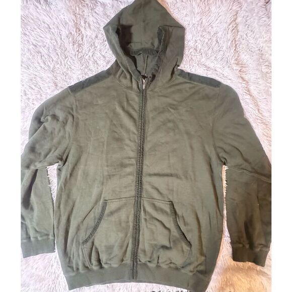 Weekendz off long sleeve full zip with hoodie moss sweater L - Picture 2 of 8